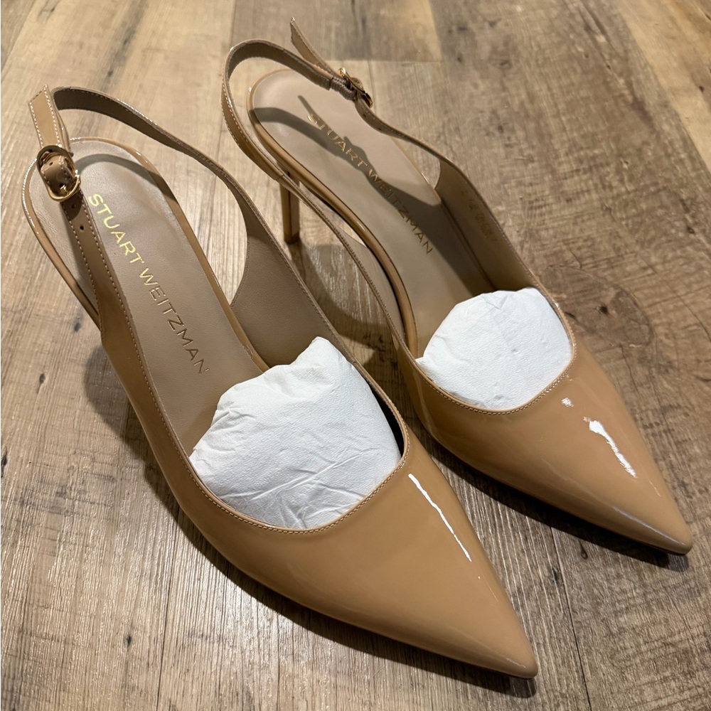 STUART WEITZMAN STUART POWER SLINGBACK PUMP 75 Patent Leather EU 39.5 US 9 Nude - Picture 5 of 9